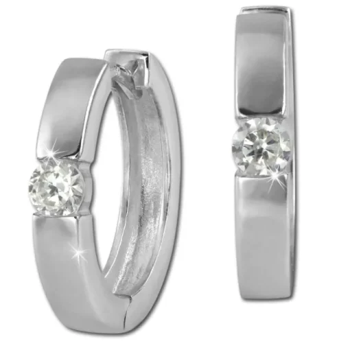 SilberDream Creole Zirkonia weiß Ohrring 925 Sterling Silber Schmuck SDO0037WJ