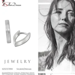 SilberDream Creole Zirkonia weiß 925 Sterling Silber Damen Ohrring SDO378W
