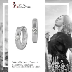 SilberDream Creole Zirkonia weiß Ohrring 925 Sterling Silber Schmuck SDO0037WJ