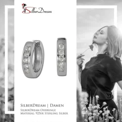 SilberDream Creole Zirkonia weiß Ohrring 925er Silber Schmuck SDO0045WJ