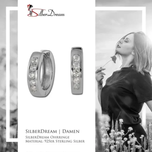 SilberDream Creole Zirkonia weiß Ohrring 925er Silber Schmuck SDO0045WJ