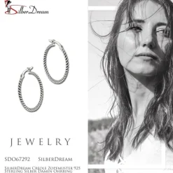 SilberDream Creole Zopfmuster 925 Sterling Silber Damen Ohrring SDO67292