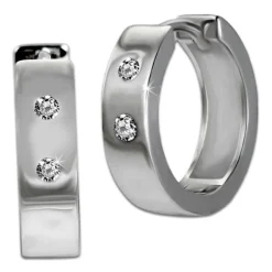 SilberDream Creole zwei Zirkonia weiß 925 Sterling Silber Damen SDO4360W