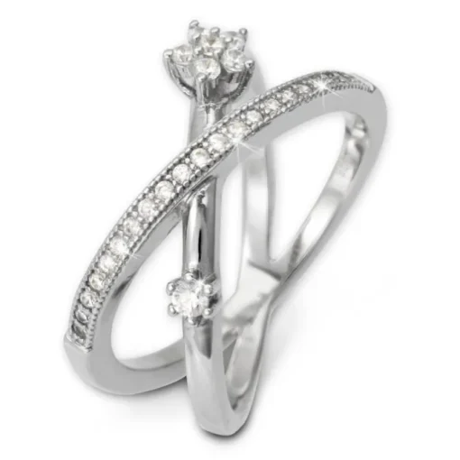 SilberDream Doppel Ring Zirkonia weiß Gr.54 925er Sterling Silber GSR400W54