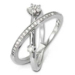 SilberDream Doppel Ring Zirkonia weiß Gr.58 925er Sterling Silber GSR400W58