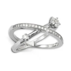 SilberDream Doppel Ring Zirkonia weiß Gr.52 925er Sterling Silber GSR400W52