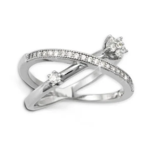 SilberDream Doppel Ring Zirkonia weiß Gr.52 925er Sterling Silber GSR400W52