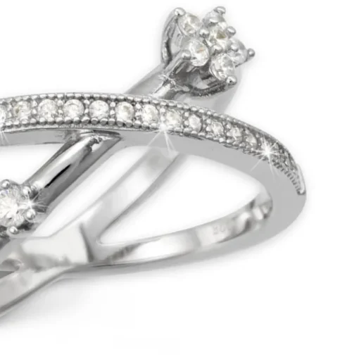 SilberDream Doppel Ring Zirkonia weiß Gr.52 925er Sterling Silber GSR400W52