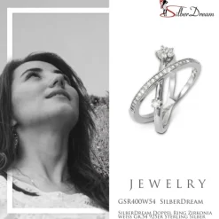 SilberDream Doppel Ring Zirkonia weiß Gr.54 925er Sterling Silber GSR400W54