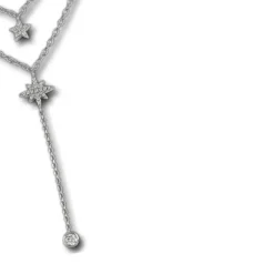 SilberDream Doppelkette Sterne Zirkonia weiß 925 Silber 45-48cm Kette GSK408W