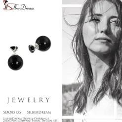 SilberDream Doppel-Ohrringe Zirkonia schwarz Tribal Design 925 Silber SDO8515S
