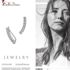 SilberDream Ear Cuff 7 Zirkonias Ohrringe Ohrklemme 925 Silber GSO414W