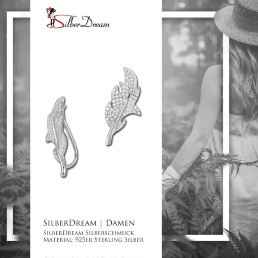 SilberDream Ear Cuff Blatt Zirkonia Ohrringe Ohrklemme 925 Silber GSO428W
