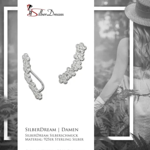 SilberDream Ear Cuff Blumen Zirkonia Ohrringe Ohrklemme 925 Silber GSO416W