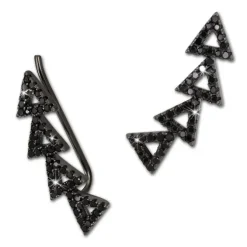 SilberDream Ear Cuff Dreiecke Zirkonia schwarz Ohrringe 925 Silber GSO426S