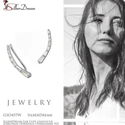 SilberDream Ear Cuff längliche Zirkonias Ohrringe Ohrklemme 925 Silber GSO457W