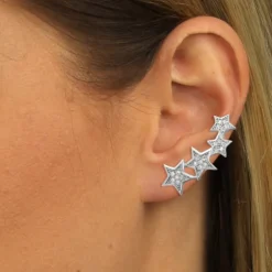 SilberDream Ear Cuff Sterne Zirkonia Ohrringe Ohrklemme 925 Silber GSO411W