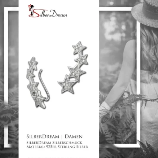 SilberDream Ear Cuff Sterne Zirkonia Ohrringe Ohrklemme 925 Silber GSO411W