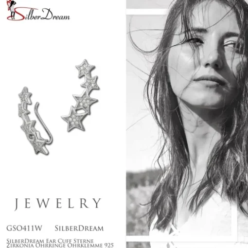 SilberDream Ear Cuff Sterne Zirkonia Ohrringe Ohrklemme 925 Silber GSO411W
