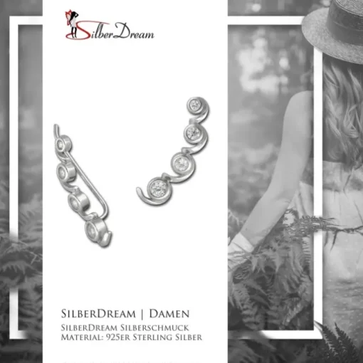 SilberDream Ear Cuff Welle Zirkonia Ohrringe Ohrklemme 925 Silber GSO417W