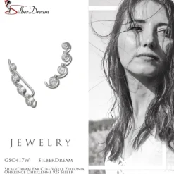 SilberDream Ear Cuff Welle Zirkonia Ohrringe Ohrklemme 925 Silber GSO417W