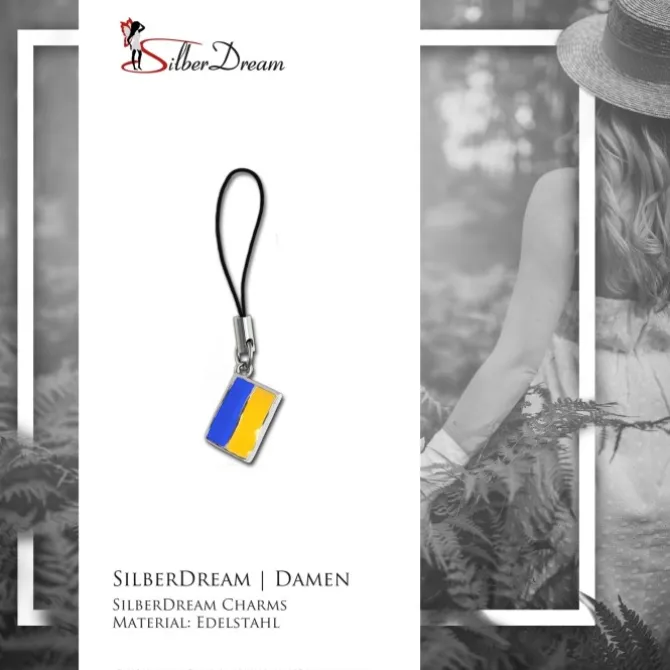 SilberDream Edelstahl Anhänger Ukraine Flagge - Telefon, Taschenanhänger FC4006