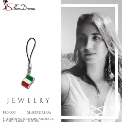 SilberDream Edelstahl Anhänger Italien Flagge - Telefon, Taschenanhänger FC4005