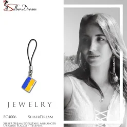 SilberDream Edelstahl Anhänger Ukraine Flagge - Telefon, Taschenanhänger FC4006