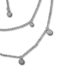 SilberDream 2er Layer Halskette Zirkonia weiß 925 Silber 42-47cm Kette GSK415W