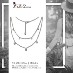 SilberDream 2er Layer Halskette Zirkonia weiß 925 Silber 42-47cm Kette GSK415W