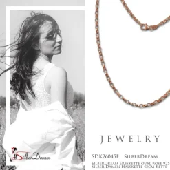 SilberDream Erbskette oval rose 925 Silber Damen Halskette 45cm Kette SDK26045E