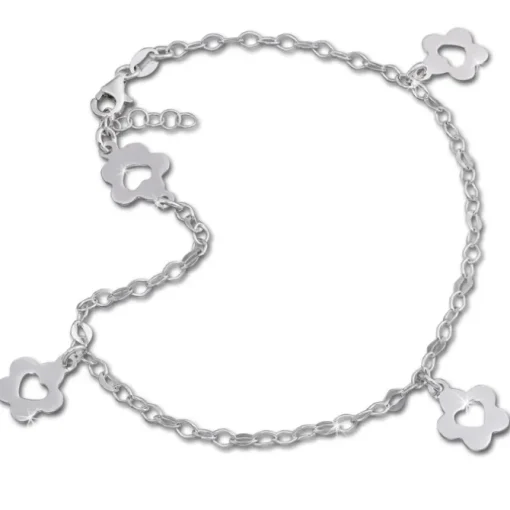 SilberDream Fußkette Blümchen offen 25,5cm 925 Sterling Silber SDF2105