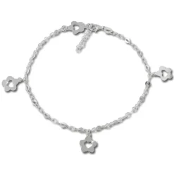 SilberDream Fußkette Blümchen offen 25,5cm 925 Sterling Silber SDF2105