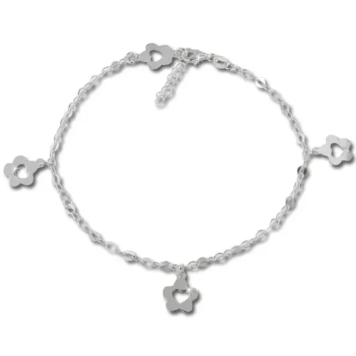 SilberDream Fußkette Blümchen offen 25,5cm 925 Sterling Silber SDF2105