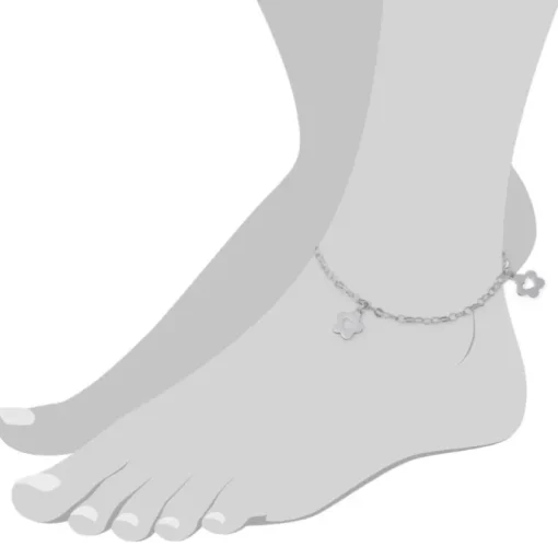 SilberDream Fußkette Blümchen offen 25,5cm 925 Sterling Silber SDF2105