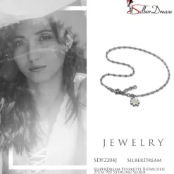 SilberDream Fußkette Blümchen 27cm 925 Sterling Silber SDF2204J