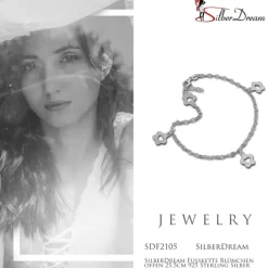 SilberDream Fußkette Blümchen offen 25,5cm 925 Sterling Silber SDF2105