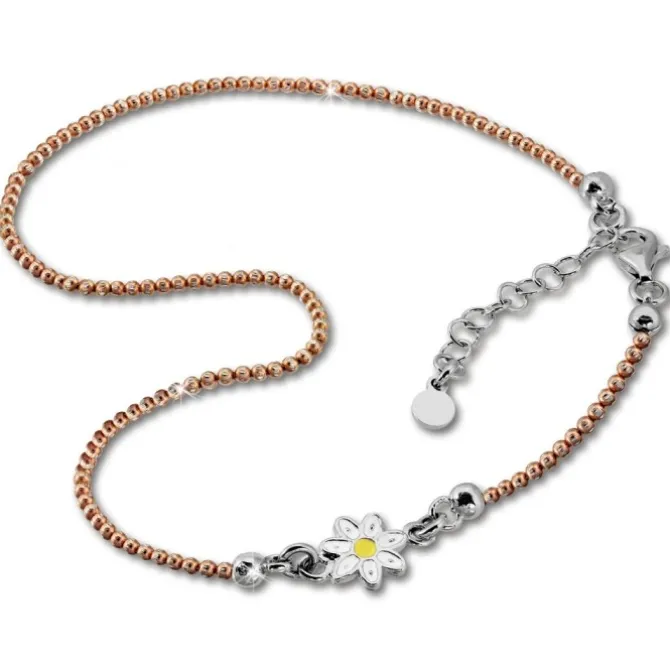 SilberDream Fußkette Blume 27cm rose diamantiert 925 Silber SDF2224E