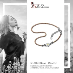 SilberDream Fußkette Blume 27cm rose diamantiert 925 Silber SDF2224E