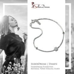 SilberDream Fußkette Blume 25cm 925 Sterling Silber SDF2275J