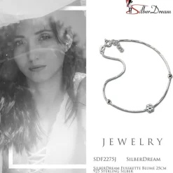 SilberDream Fußkette Blume 25cm 925 Sterling Silber SDF2275J