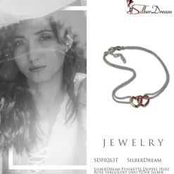 SilberDream Fußkette Doppel Herz Rose vergoldet und 925er Silber SDF0263T