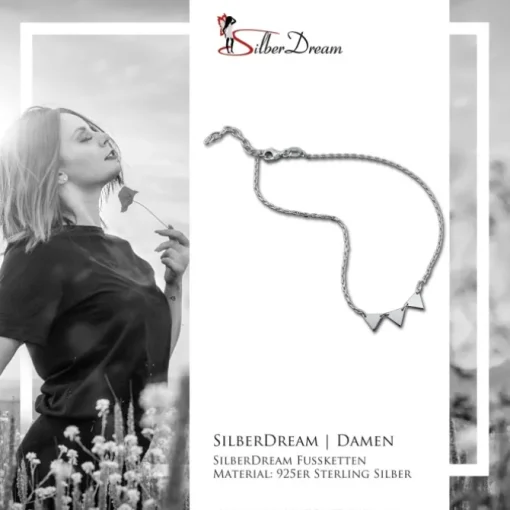 SilberDream Fußkette Dreiecke 25cm 925 Sterling Silber SDF5205J