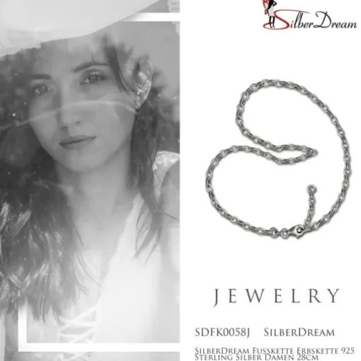 SilberDream Fußkette Erbskette 925 Sterling Silber Damen 28cm SDFK0058J