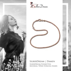 SilberDream Fußkette gedreht 26,5cm Rose vergoldet und 925 Silber SDF0306E