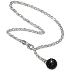 SilberDream Fußkette Glitzer Kugel schwarz 25cm 925 Silber SDF010S
