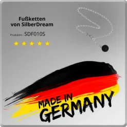 SilberDream Fußkette Glitzer Kugel schwarz 25cm 925 Silber SDF010S