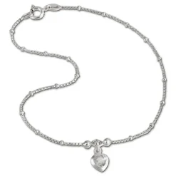 SilberDream Fußkette Herz 25cm Zirkonia weiß Silber SDF2025W