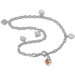 SilberDream Fußkette Herz 23cm Zirkonia bernstein Silber SDF2013Y