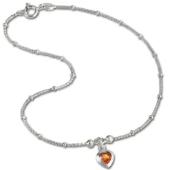 SilberDream Fußkette Herz 23cm Zirkonia bernstein Silber SDF2023Y